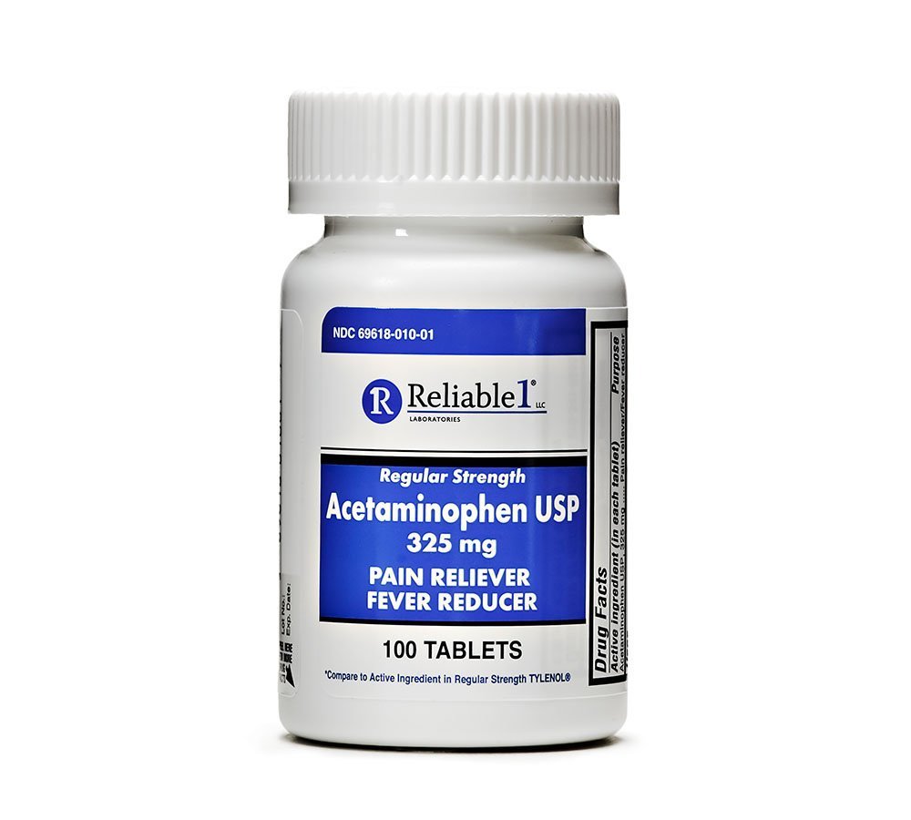 Spolehlivé 1 Pravidelné síly Acetaminophen USP tablety 325 mg, 100 Počet