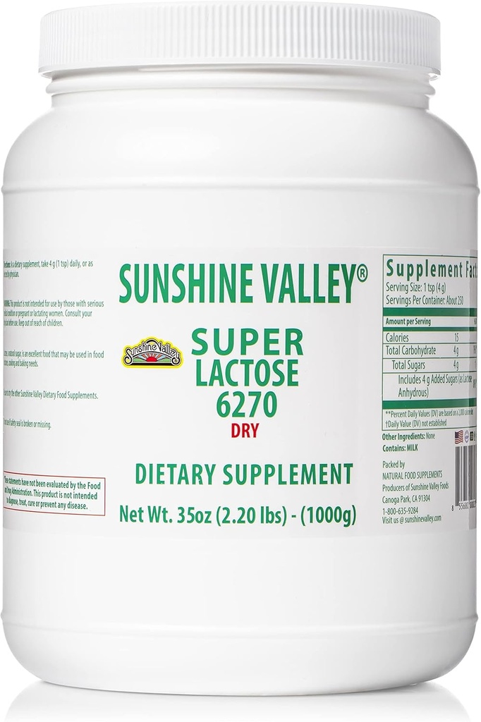 Sunshine Valley ® Super Laktóza Suchý prášek (ZDARMA FLOW POUR) - Přírodní Sweettener & Baking Enhancer, Práškový cukr pro vaření a potravinářské směsi, stabilizátor potravin & Filler - 35 Oz