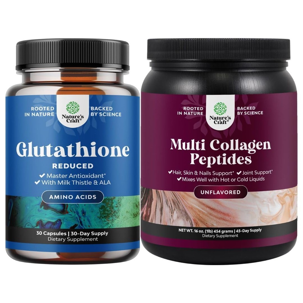 Svazek redukovaného glutathionu dodatek s mléčným thistle - 500 mg na servírování čisté L Glutathione a multi kolagen protein prášek - Keto Hydrolyzované kolagen Peptides vlasové kůže & hřebíky Vitamis