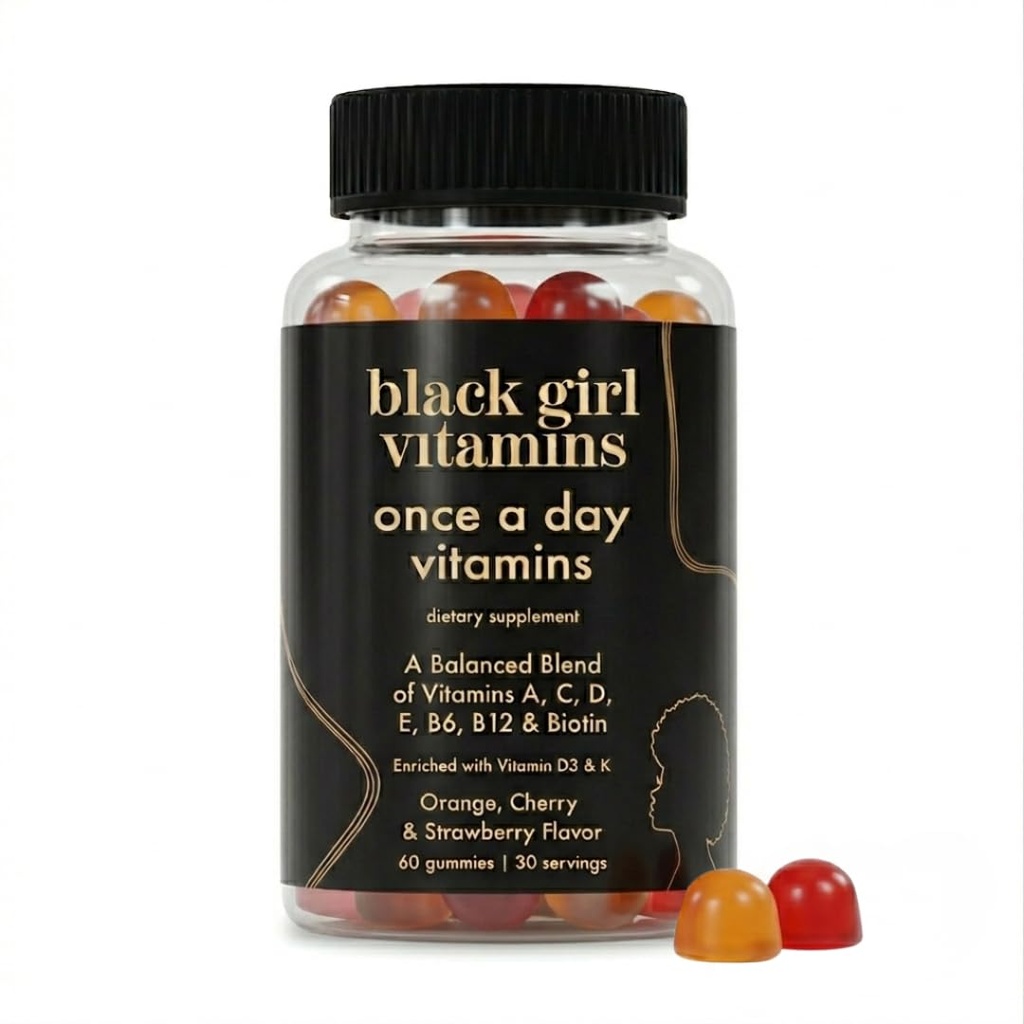 Black Girl Vitamíny Jednou denně - Womens Multivitamin Gummy - Vitamin A, B, C, E a zinek. Multivitamin pro ženy, Imunitní podpora. Vegan, gluten- Free. Made in The USA (30 Day Supply, Strawberry)