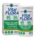 Vital Planet - Vital Flora Dospělí více než 55 Denní Probiotická 60 Milionů CFU, Diverse Strains, Organic Prebiotics, Imunitary and Digestive Health Uccable Stabilní Probiotika pro ženy a muže, 30 Kapsle