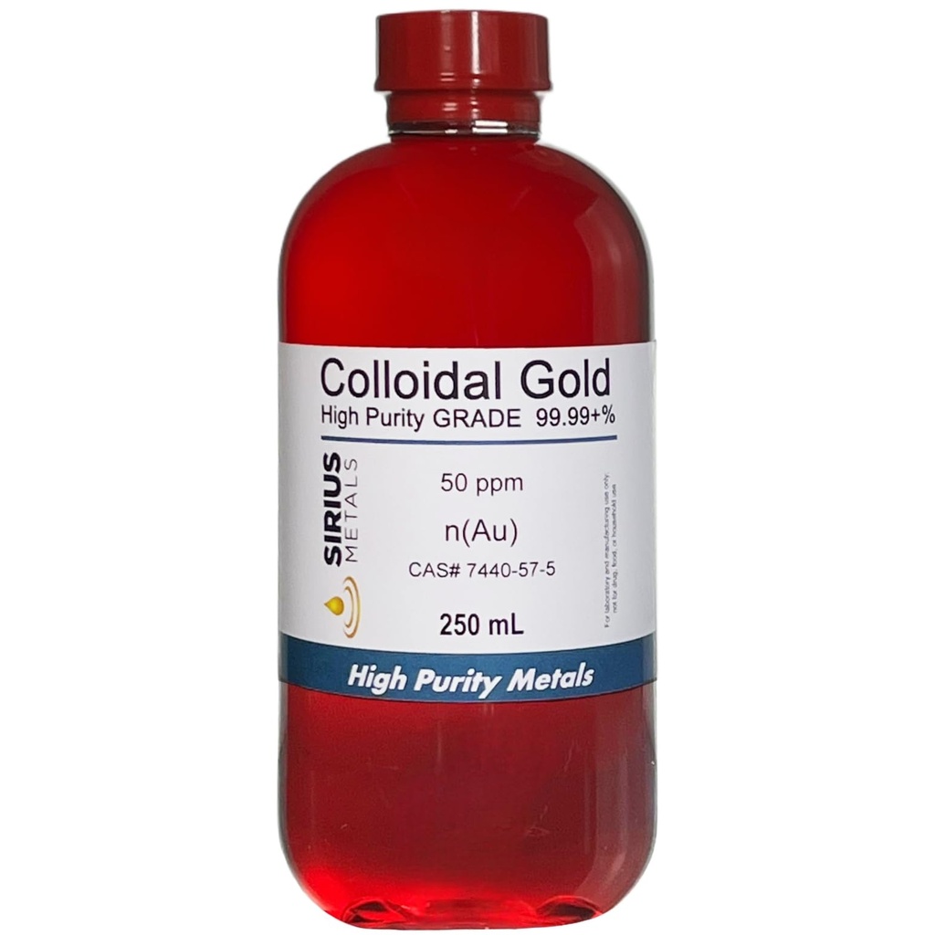 Pravé koloidní zlato (50 ppm) - 99.99 +% čistota - 250 ml (8.45 Fl Oz) v čisté plastové lahvičce bez BPA-, 1 počet (balení po 1)