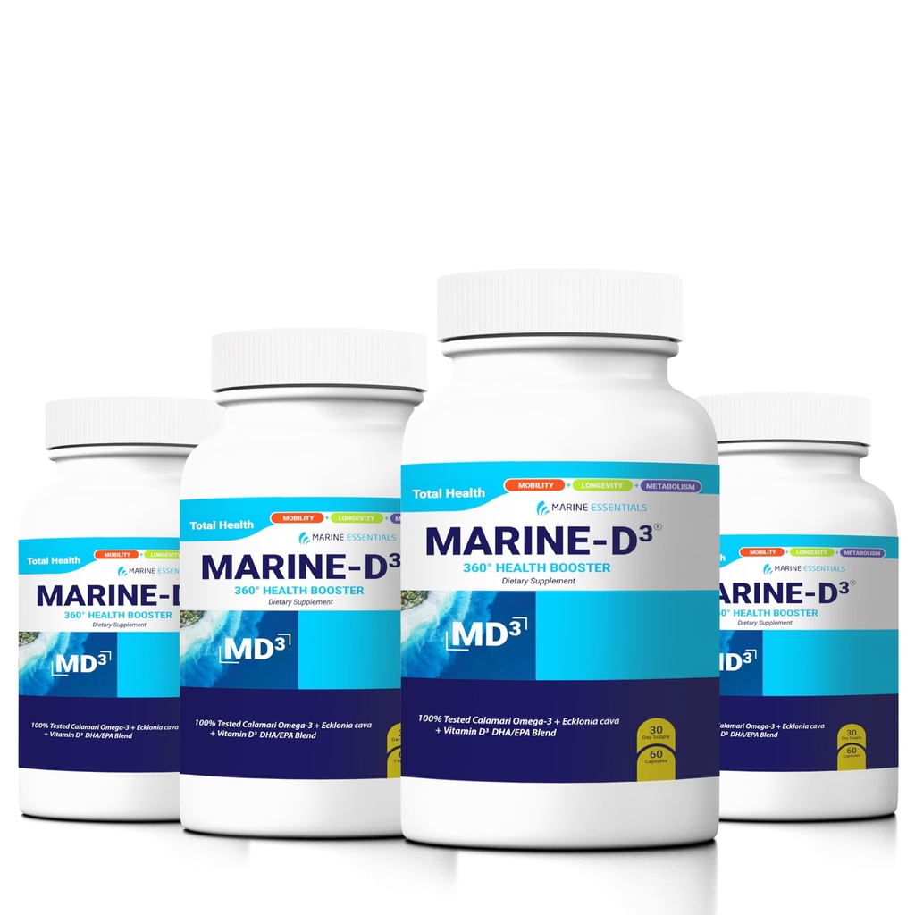 Marine D3 Omega 3 Calamari Ecklonia Cava DHA (4 láhve - 240 kapslí)