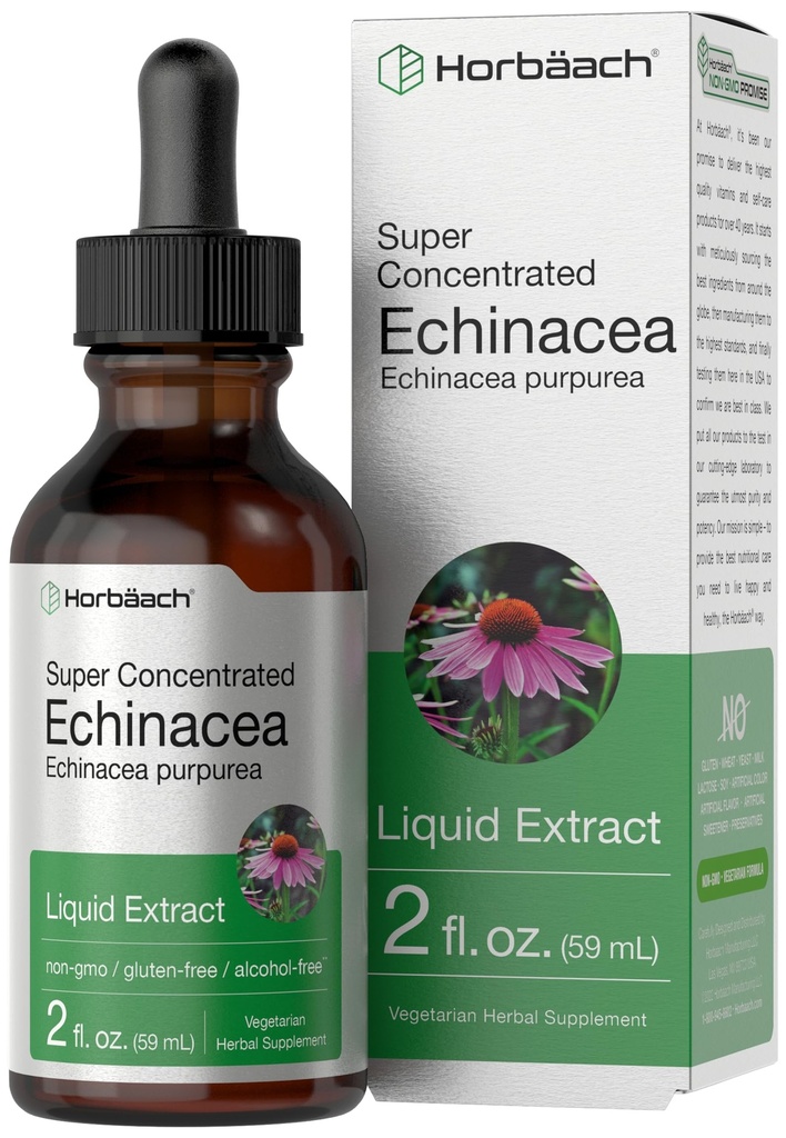 Horbaach Echinacea Drops Herb Tincture CLANE124; 2 fl oz CLANE124; Super Koncentrovaný kořenový extrakt CLANE124; Alkohol zdarma tekutý CLANE124; Vegetarian, Non-GMO & gluten zdarma dodatek