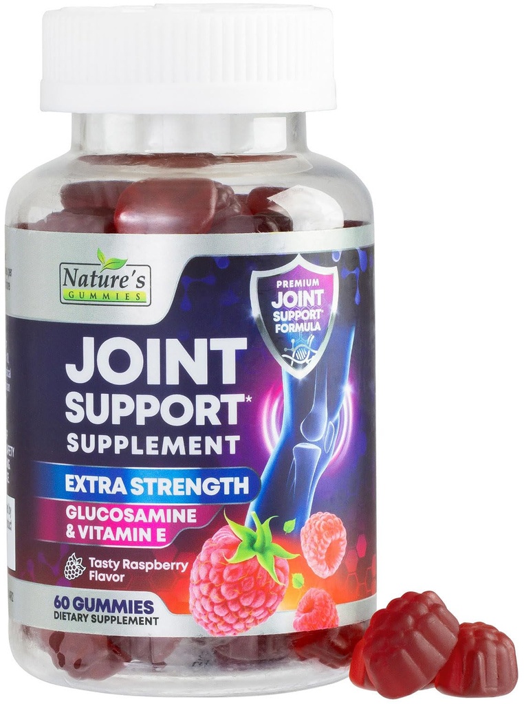 Společná podpora Dodatek - Extra síla Glucosamine Gummy Podporuje spony zdraví a flexibility pro záda, kolena, ruce - Přírodní vitamín E Imunitní podpora - Nejlepší gumy pro ženy a muže - 60 gumy