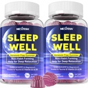 Melatonin Free Sleep Gummies s magnesium Glycinát, GABA, 5-HTP, L-Theanine, Valerian, Heřmánek, Lemon Balzám, Vitamin D3 & B6 - Hormon & Drug-Free, Non- Habit Forming, 2 Pack