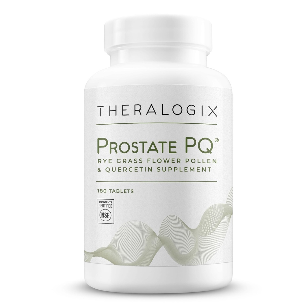 Theralogix Prostate PQ - Rye Grass Pollen Extract & Quercetin Supplement - 90- Day Supply - Antioxidant Support for Prostate & Pelvic Health & Urinary Tract Function * - NSF Certified - 180 Tablet