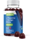 Viteey L- Theanine Gummies s Ginkgo Biloba pro dospělé - AIDS v Focus & Relax, Zlepšit Mood - Non GMO, želatina zdarma, Vegan, gluten zdarma, přirozeně sourced žvýkací chuť Raspberry ochucené Gummy