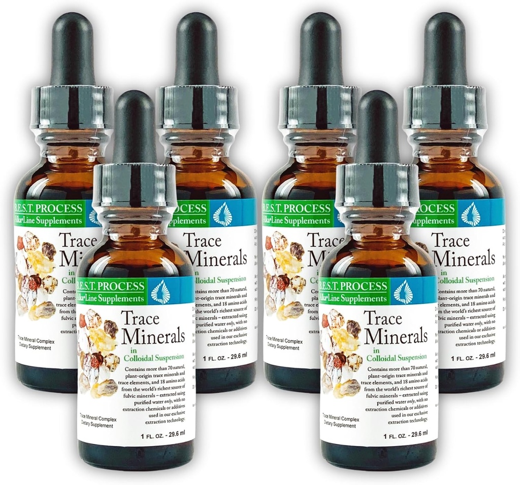 Morter Trace Minerály v koloidní suspenze (6 Pack) Morter HealthSystem Best Process Alkalin - Nutrient Dense Trace Elements, Fulvic Minerals & Amino Acids