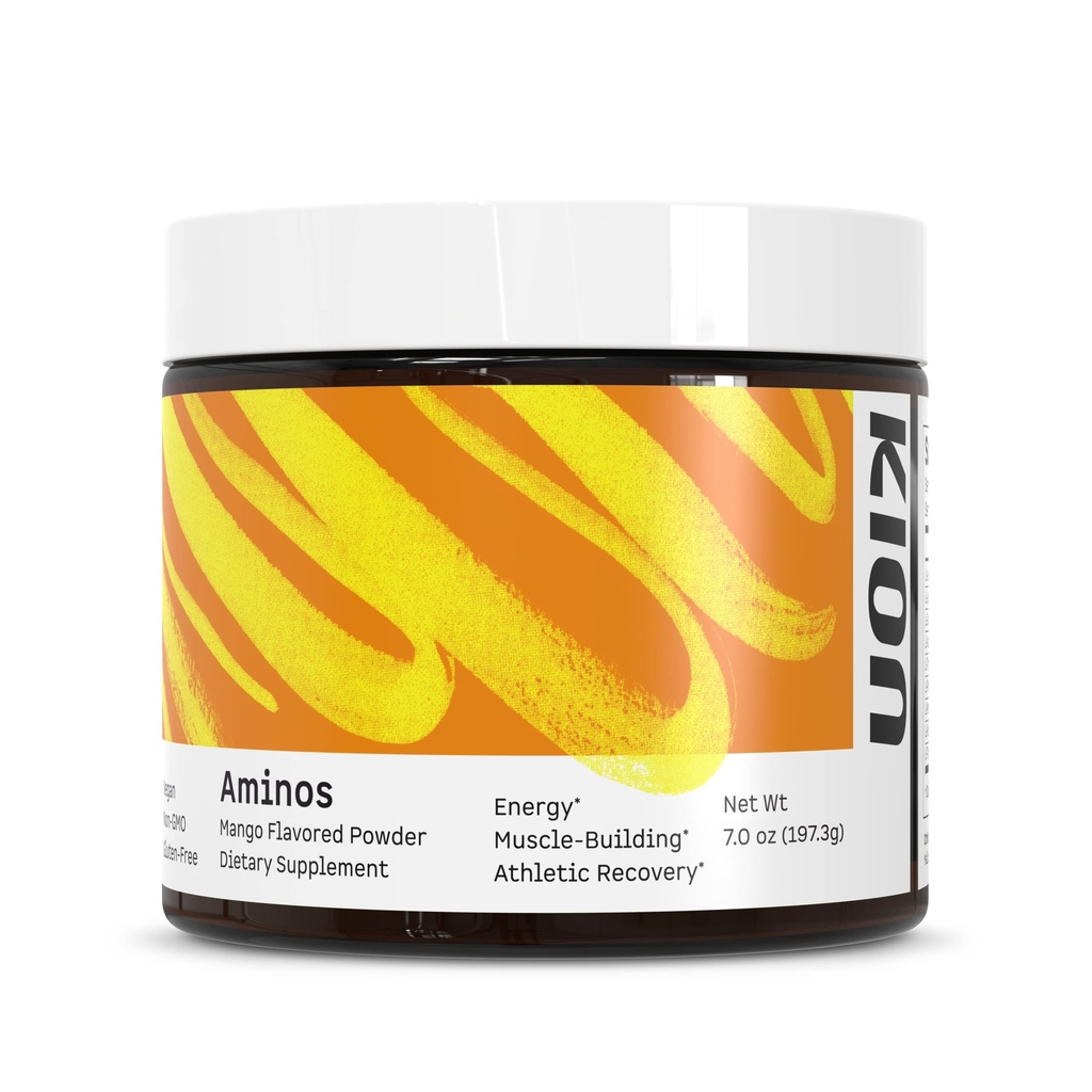 Kion Aminos Essential Amino Acids Powder - Amino Acid Nutritional Supplementary, Aminos Powder, Essential Amino Energy No Caffeine, EAA Amino Acids Powder, BCAA EAA - 30 Servings, Mango