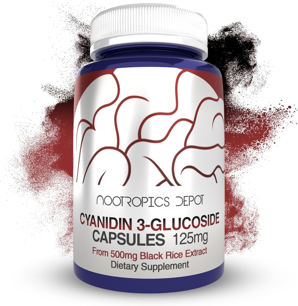Nootropics Depot Cyanidin 3- Glucosid Kapsle 124; 125mg Capsle 124; 60 Počet 124; Black Rice Extract 124; C3G C124; Oryza Sativa 124; Metabolic, Vision, & Cognitive Support