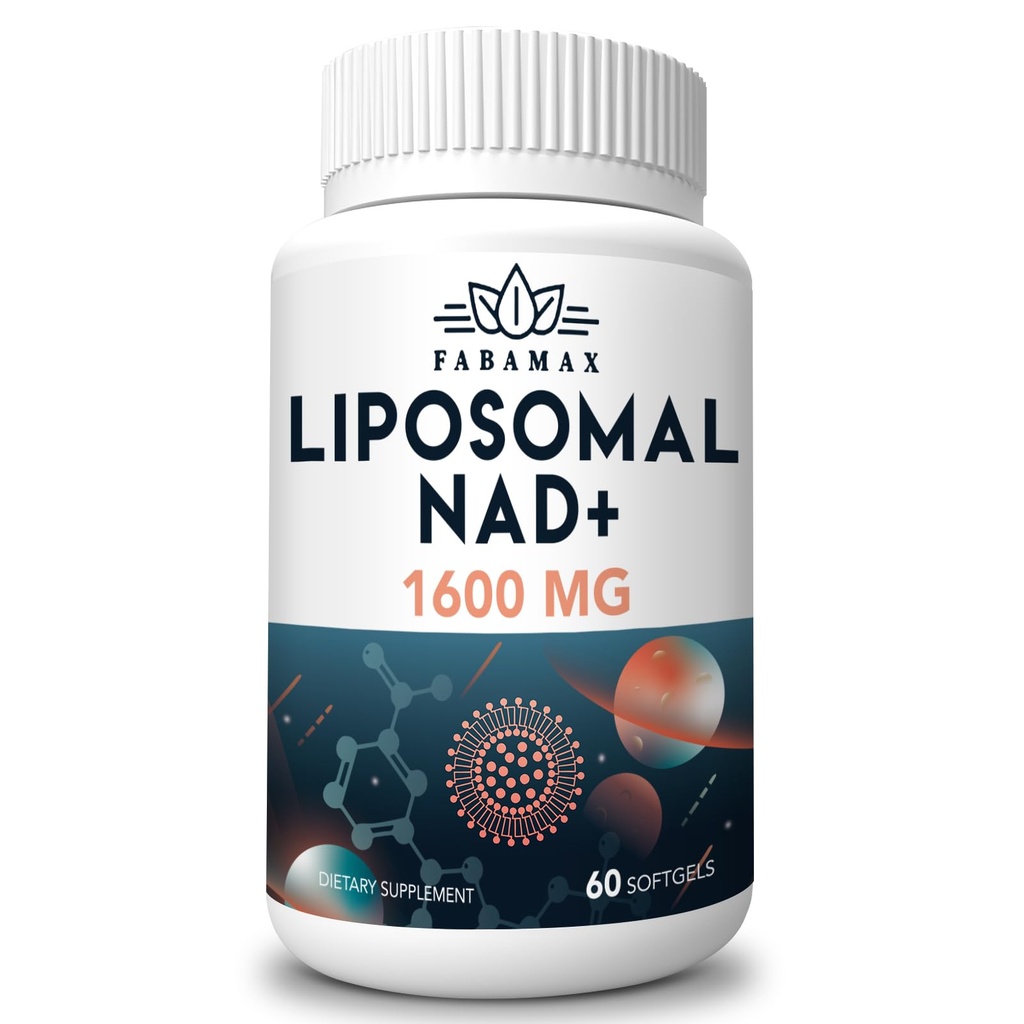 1600 mg Lipozomální NAD dodatek, 98% čistý NAD + dodatek, Superior Absorpce, Alternativa k nikotinamid Riboside nebo NADH k posílení NAD + pro stárnutí obrany, energie, dlouhověkost, 60 Softgels