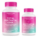 Pink Stork Postnatální Multivitamin + Probiotika s Vegan DHA, Ashwagandha, Železo, Folát, B12 - Podporuje Hormon Balance, Postpartum Recovery, Gut Health, & Digestion - Balení 2