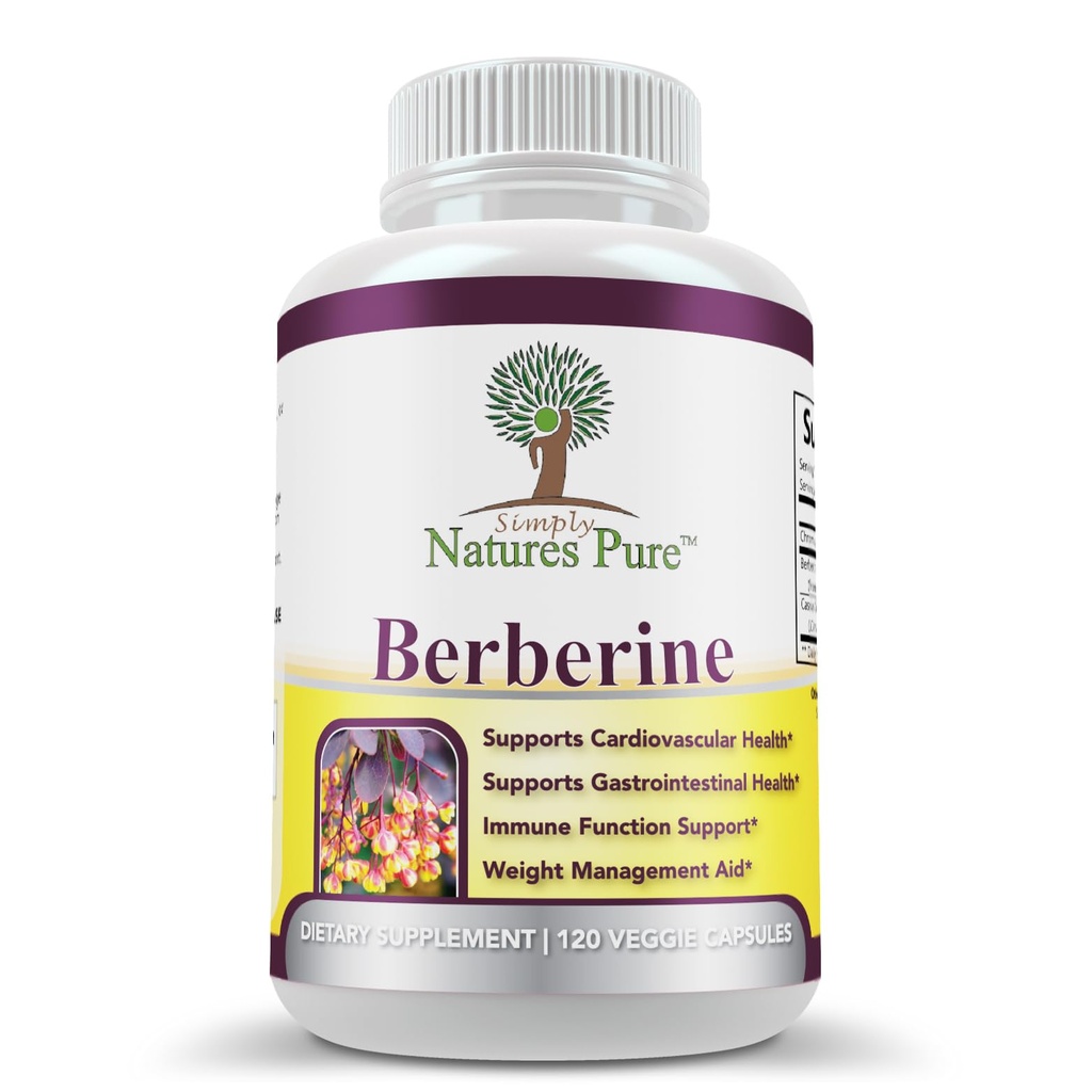Jednoduše Natury Čistá Premium Berberine HCl 500mg - 120 Kapsle - Kardiovaskulární Gastrointestinální imunitní podpora - Chrom Skořice