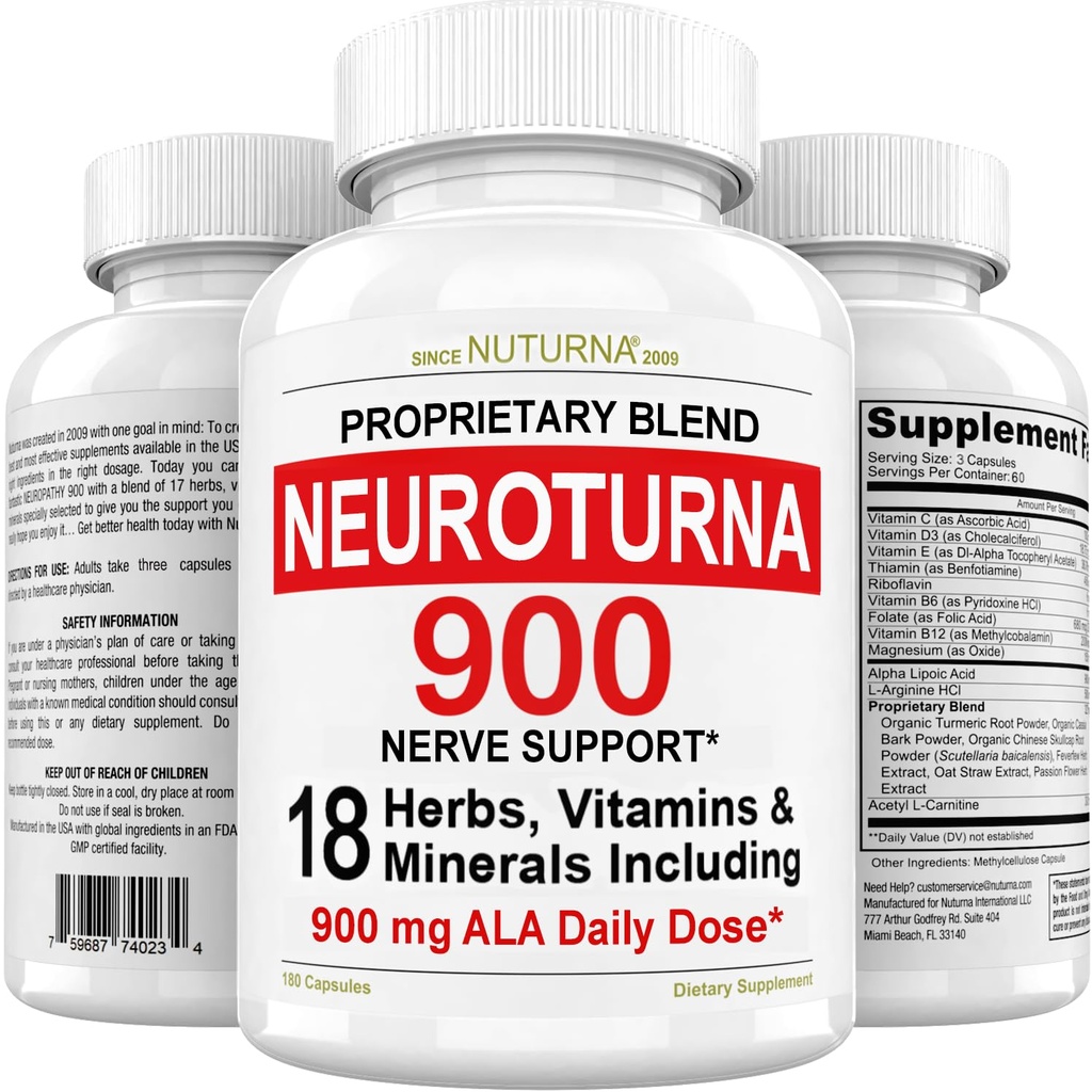 Nervový doplněk pro podporu neuropatie s 900 mg čisté kyseliny alfa kyseliny lipoové - maximální pevnost, pevnostní nervy v prstech, ruce, prsty, a nohy - Nejlepší Periferní pomoc podpora - 180 Kapsle
