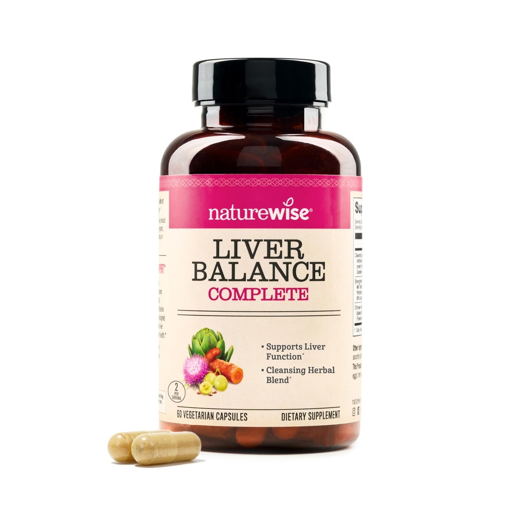NatureWise Jaterní bilance Detox dodatek - Triple Opravy Formule s Mlékem Thistle, Pampeliška, Kurkuma, Artichod, Reishi Houba & Kudzu, Vegan - 60 Kapsle [30- Day Supply]