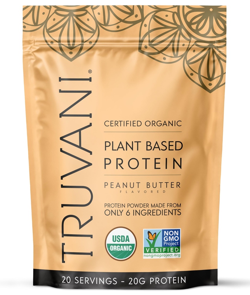 Truvani Vegan Pea Protein Powder 124; Arašídové máslo 124; 20g protein na bázi organických rostlin 124; 20 Služeb 124; Keto 124; Gluten & mléčné výrobky zdarma 124; Nízké sacharidy 124; Žádný přidaný cukr