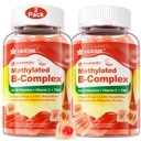 Dámské a pánské Super vitamin B Complex Filled Gummies, Methyled w / Omega 3, Magnesium, CoQ10, Ashwagandha, Vitamin C, TMG, Sugar Free - 60 Počet balení po 2)
