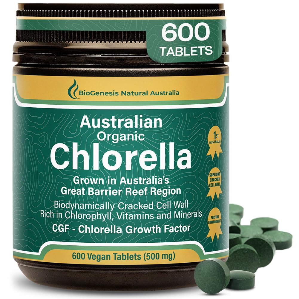 Biogenesis Organic Chlorella Tablets - 600 Počet (500mg) 124; Australian Grown Current 124; Biogenesis Cracked Cell Wall Current 124; Rich in Chlorofyll, Vitamíny & Minerals Current 124; Podporuje Energy & Imunity Current 124; Vegan Tablets