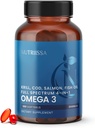 Nunissa Full Spectrum Omega-3 - 2000 mg Oil Blend (Krill, Cod & Salmon Oil) - 1175 mg Omega-3s (EPA, DHA & DPA) - EPEB Certified, 3-Month Supply - Heart, Brain & Joint Support - 180 Halal Softgels