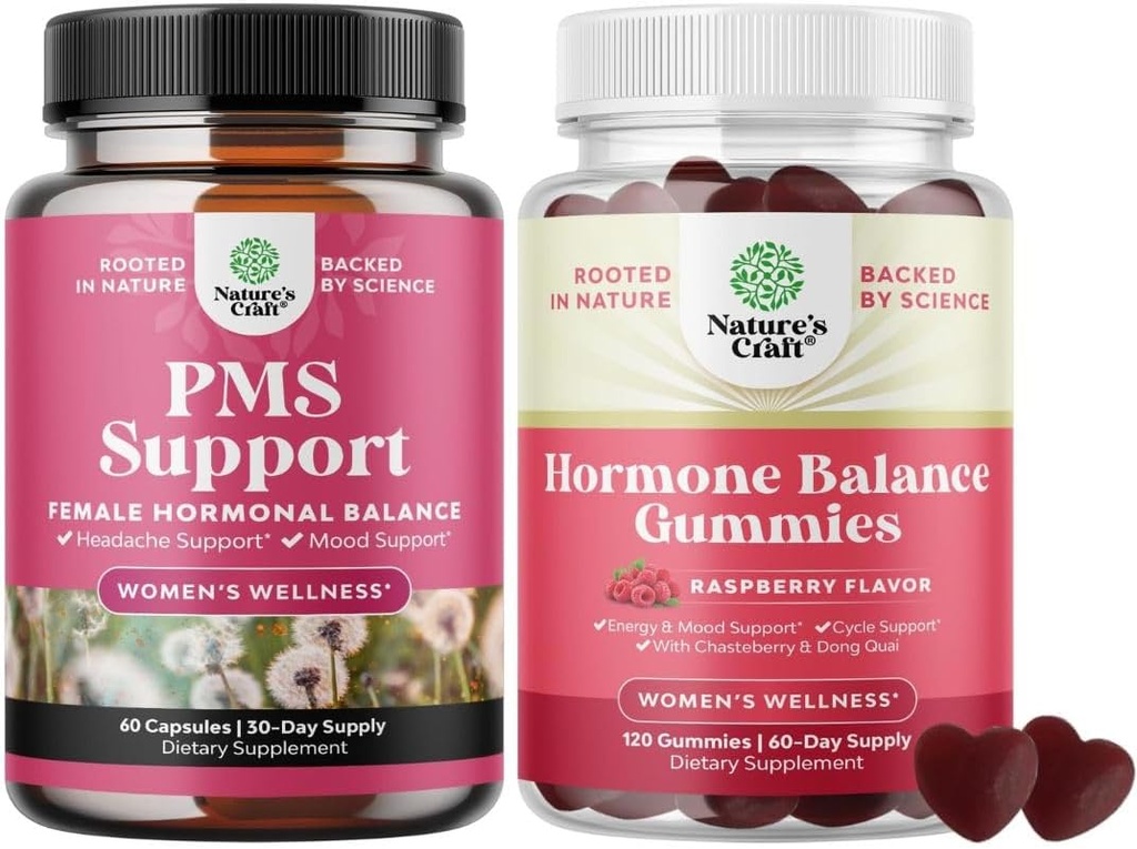 Bundle PMS Podpora s DIM, Chasteberry, Black Cohosh & Ashwagandha pro období křeče Menopauza Bloating Mood Swing a Hormon Balance Gummies Podpora Menstruační cyklus s vitamínem B6 & Dong Quai