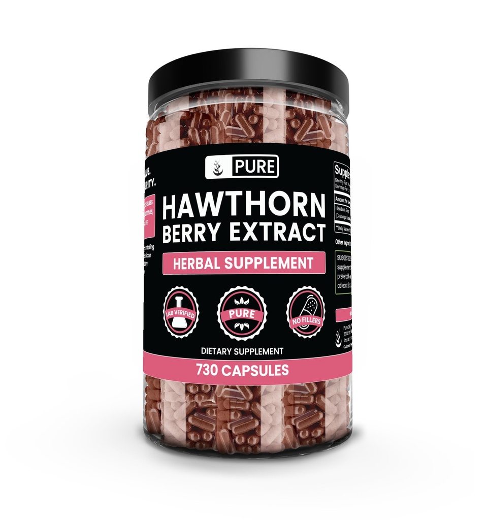 Čisté původní ingredience Hawthorn Berry Extract (730 Kapsle) Čisté a přírodní, Žádné přísady nebo Fillers