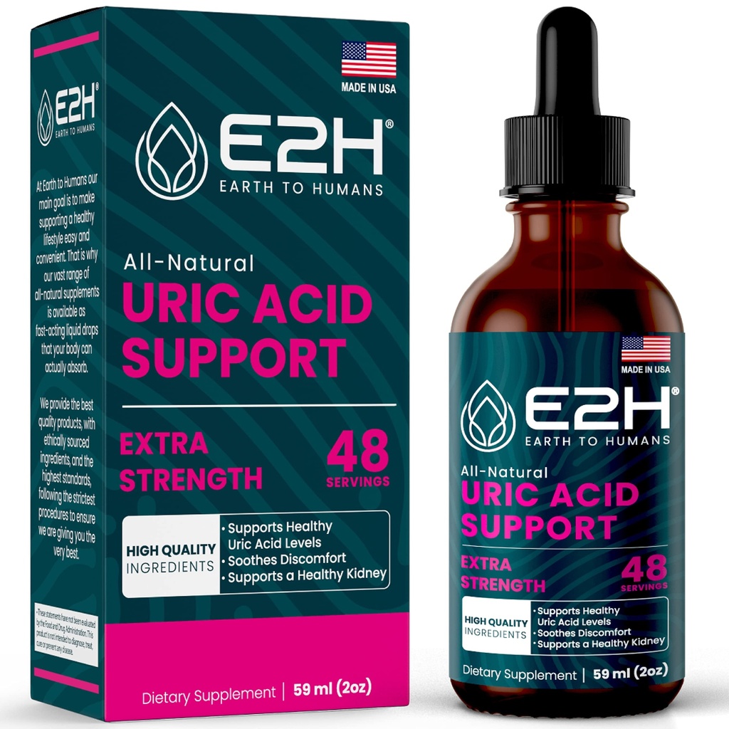 E2H Support Acid Supplementary - Tart Cherry and Devil 's Claw - Podporuje Uric Acid Health and Ledney Function Non- GMO - Vegan - 2 Fl Oz
