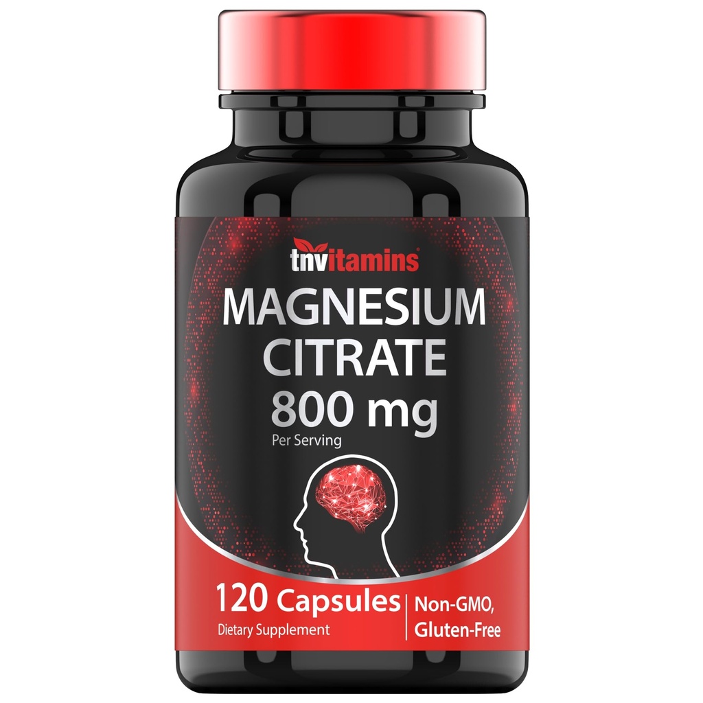 TNVitamíny Magnesium Citrát 800 MG - 120 Kapsle 124; Dva měsíce Dodávka! Dusičnan 124; Čisté Magnesium Citrát Práškové Kapsle 124; Citrato De Magnesio Dusium 124; Non- GMO Duplica124; Vyrobeno v USA!