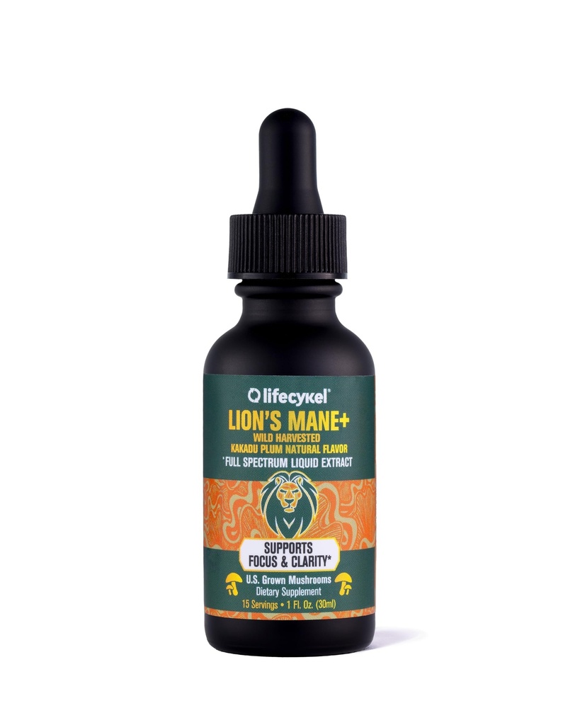 Life Cykel - Lion 's Mane Houba Extract with Kakadu Plum - Brain Booster Nootropic for Memory, Focus & REM Sleep - Non- GMO, Organic Houbová tinktura - 1 Fl Oz (15 Sluhy)