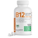Bronson Vitamin B12 1000 mcg Trvalé uvolnění Premium Non GMO tablety podporuje nervový systém, zdravé funkce mozku a výroba energie, 100 Počet