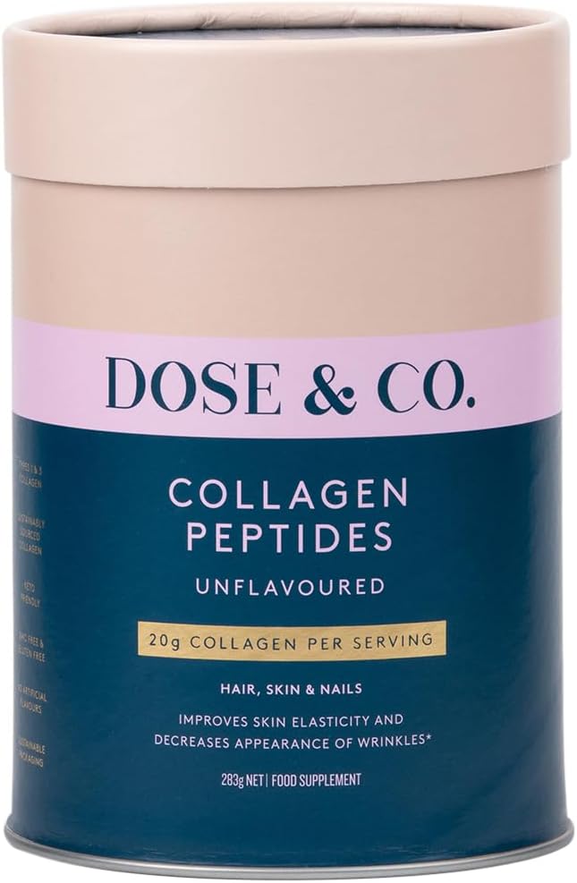 DOSE & CO. Čisté kolagenové peptidy pro vlasy, kůži a nehty, bez příchutí - 10oz prášek dodatek
