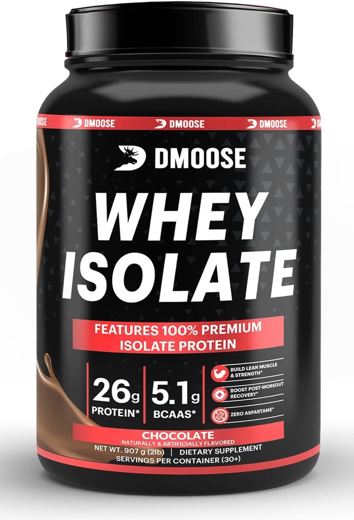 DMoose syrovátka izolát protein Powder I 26 g protein I 5.1g BCAAS I gluten zdarma I pomáhá udržet svalovou hmotu a snížit recovery čas I Čokoláda & Vanilla I 30 Služení
