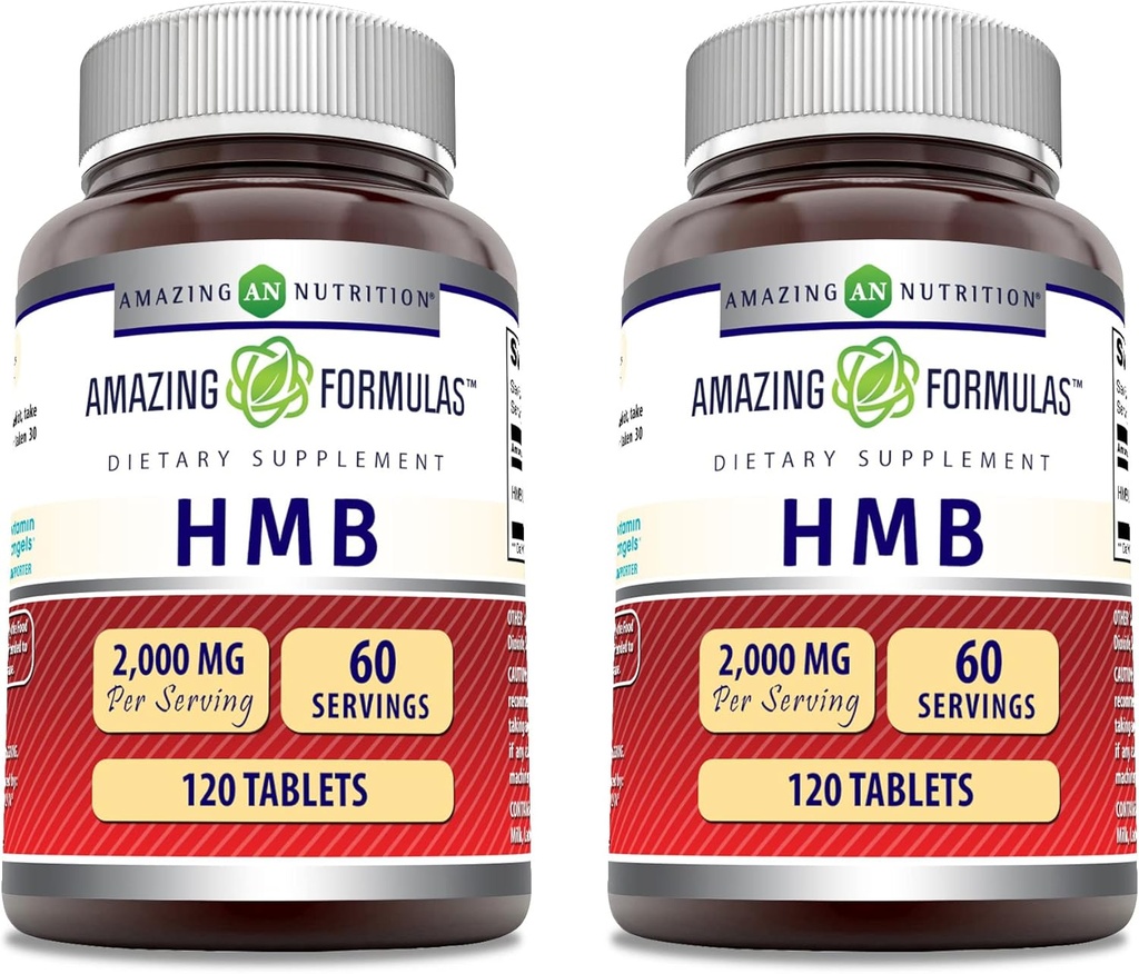 Amazing approvas HMB 2000mg per Serving 120 Tablety dodatek 124; Non- GMO cpro124; Gluten Free crop124; Made in USA (2 Pack)