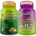 DOPLŇKOVÉ STUDIO Lipozomální Glutathione 500 mg obohacené o organické celé potraviny + Plant- based vápník, hořčík, zinek, D3 & K2 s kurkumou - Vegan, Non- GMO, Čistá denní wellness podpora