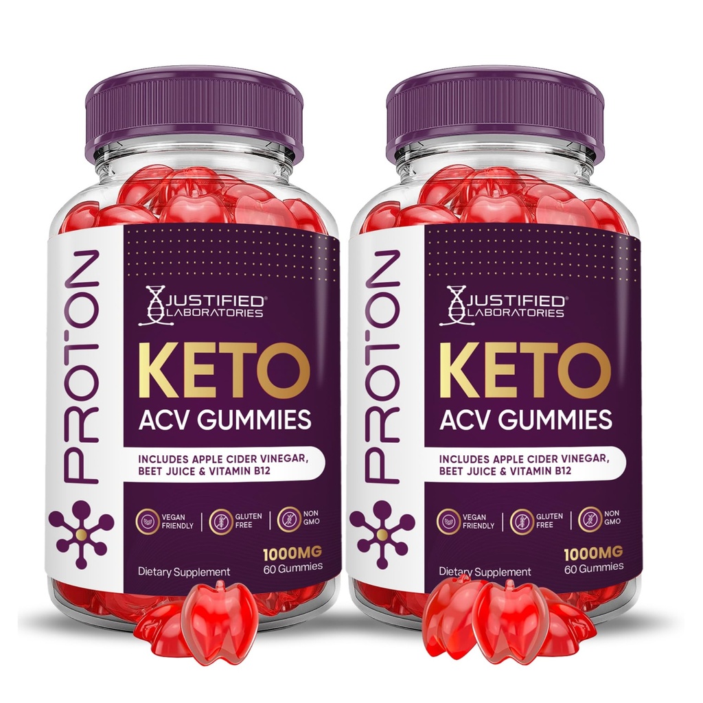 Odůvodněné laboratoře (2 Pack Protein Proton Keto ACV Gummies Advanced Formule 1000MG Proton Boost Vyrobeno s Pomegranate Beet Juice Powder B12 Vegan Non GMO 120 Gummys
