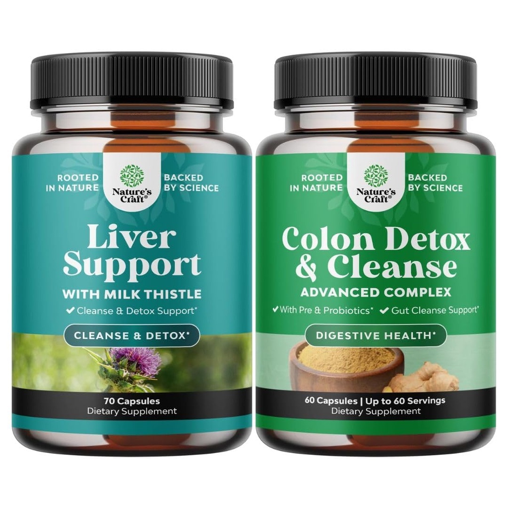 Svazky z čištění jater Detox & Opravy Komplex a Colon Cleanser & Detox - Bylinný doplněk pro podporu jater se Silymarin Mlékem - Lactobacillus Acidophilus Probiotic Supplement Body Cleanse
