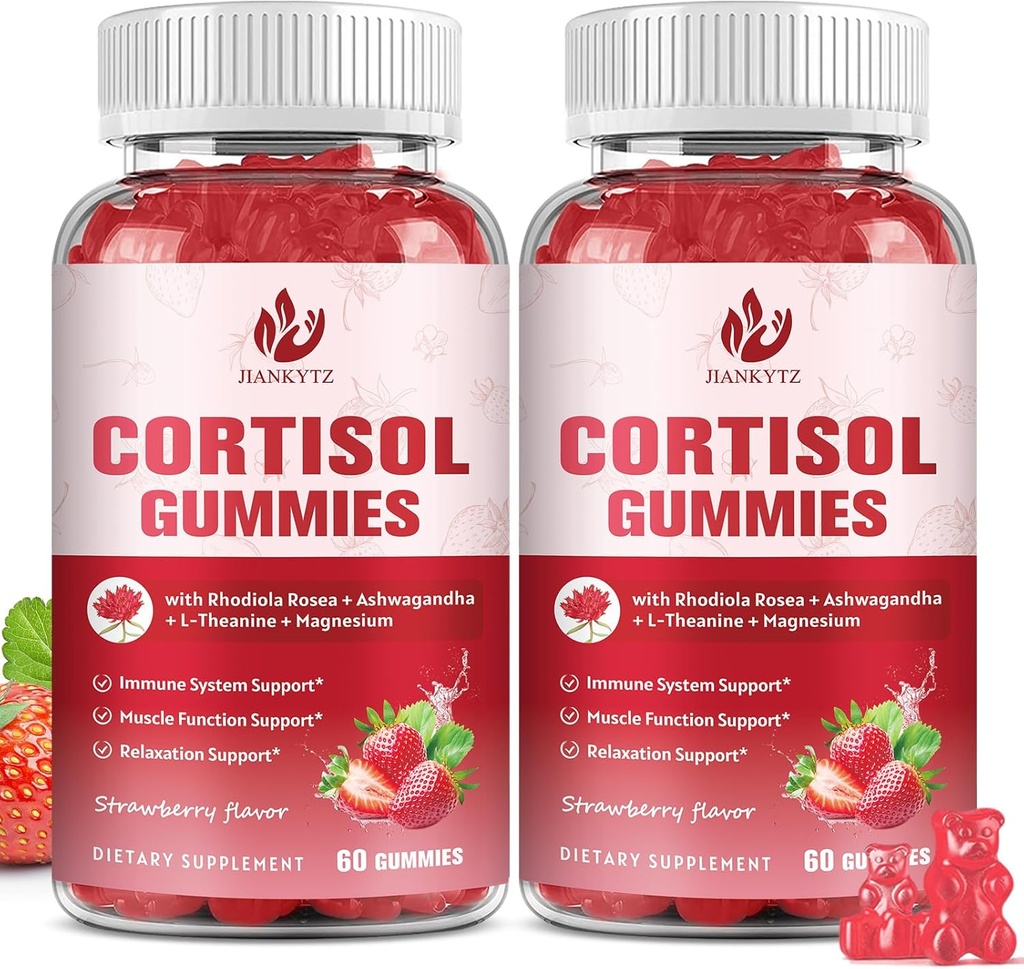 (2 Pack) Cortisol Supplement Gummies for Women with Rhoddiola Rosea, Ashwagandha, Magnesium, Balanced Cortisol, Zzz Support, Non- GMO, 120 Gummies
