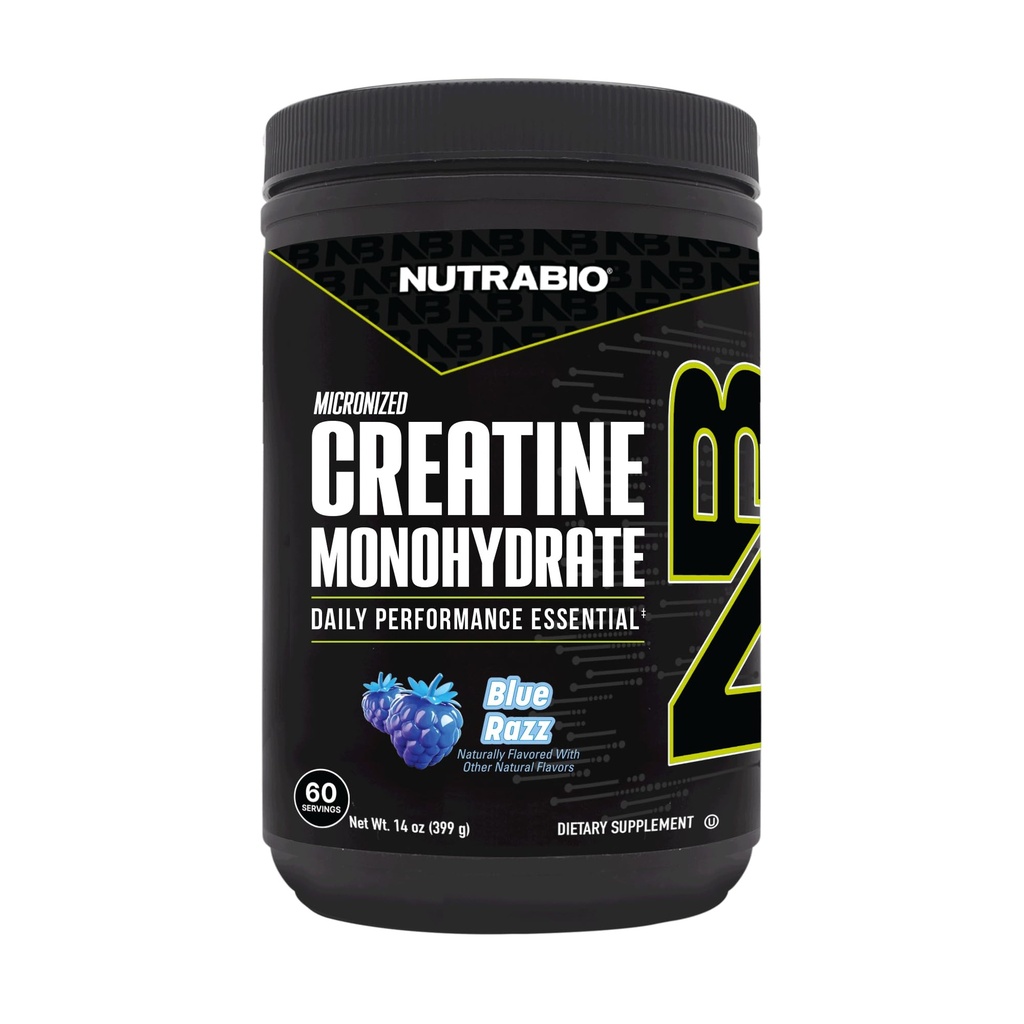 NutraBio Pure Mikronizované Creatine Monohydrát Powder Supplement, Blue Razz (300 g) - Podporuje hromadnou svalovou energii, obnovu a sílu - HPLC Testované Creatine Powder Supplement pro muže a ženy