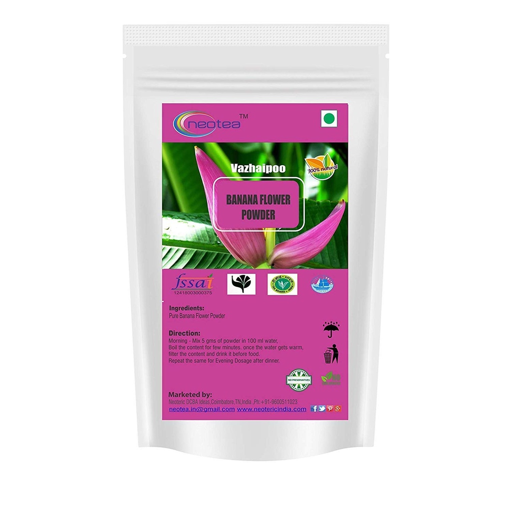 Neotea Musa Flower Powder 124; Vazhaipoo Powder 124; Organic Banana Flower Powder 124; Bohatí v Fiber 124; Gluten- Free, Vegan Superfood U124; Ideální pro Smoothies, Pečení, & Vaření 124; 100% přírodní, Non- GMO 300 GM