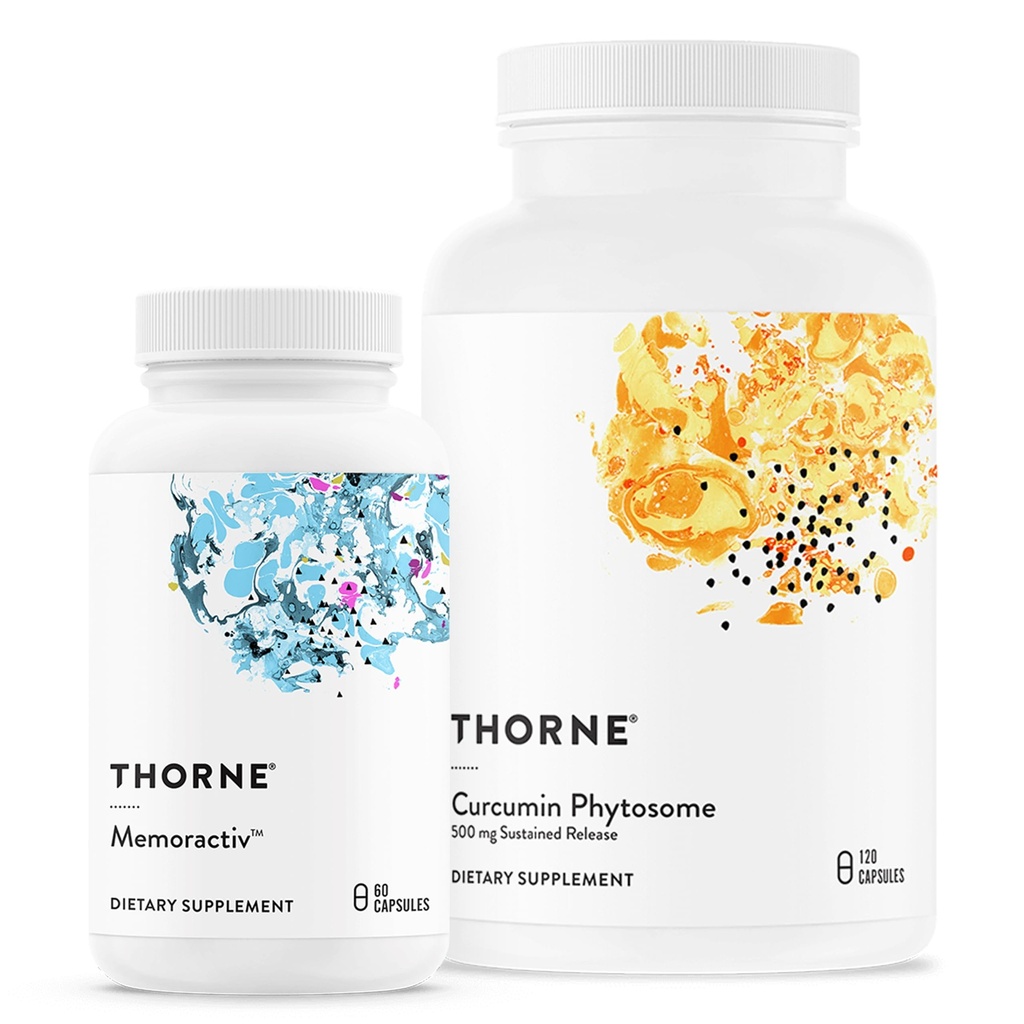 THORNE - Curcumin Phytosome Setrvalá uvolnění (120 Kapsle) & Memoractiv (60 Kapsle) Bundle - Podporuje společné zdraví, svalové zdraví a zdravé stárnutí - mléčné výrobky zdarma, Soy zdarma, gluten zdarma