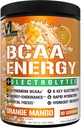 EVL BCAA Aminokyseliny Powder - BCAA Energy Pre Workout Powder for Muscle Recovery Lean Growth and Endurance - Rehydratační příspěvek Recovery Drink s 6 klíčovými elektrolyty - Orange Mango
