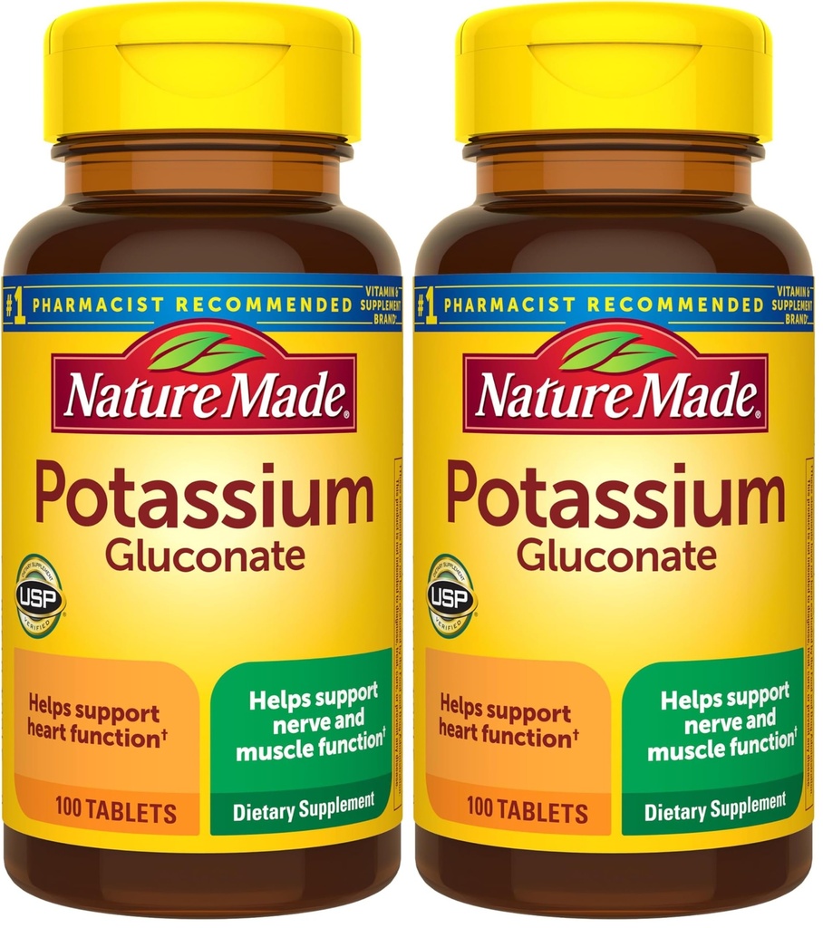 Nature Made Draslík Gluconate 550 mg, dodatek stravy pro podporu srdečního zdraví, 100 tablet, 100 denní dodávka (balení po 2)