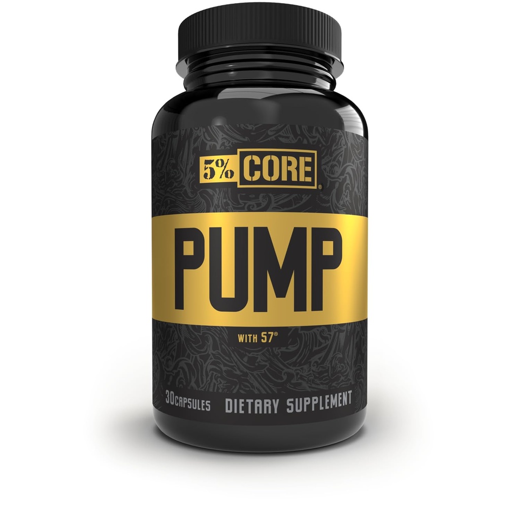 5% Nutrition Core Pump Caps CP124; NO2 Nitric Oxide Booster Supplement Pills CP124; Všechny přírodní Ultra Nízké Stim Precvičení Dodatek (5mg kofein) (30 Kapsle)