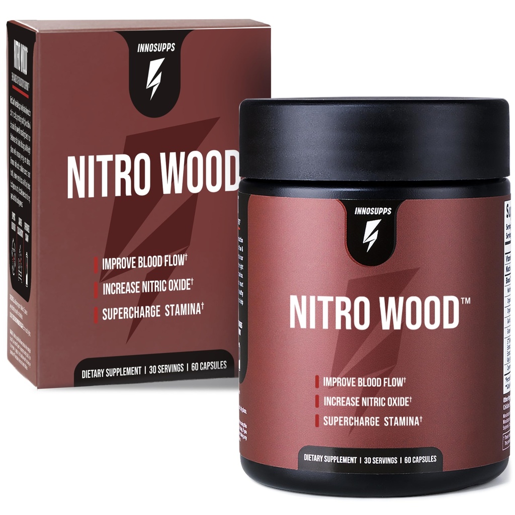 InnoSupps Nitro Wood - Podporuje zdravý krevní tok 124; oxidy dusíku dodatek 124; přírodní imunitní podpora 124; (60 Vegetariánské kapsle)