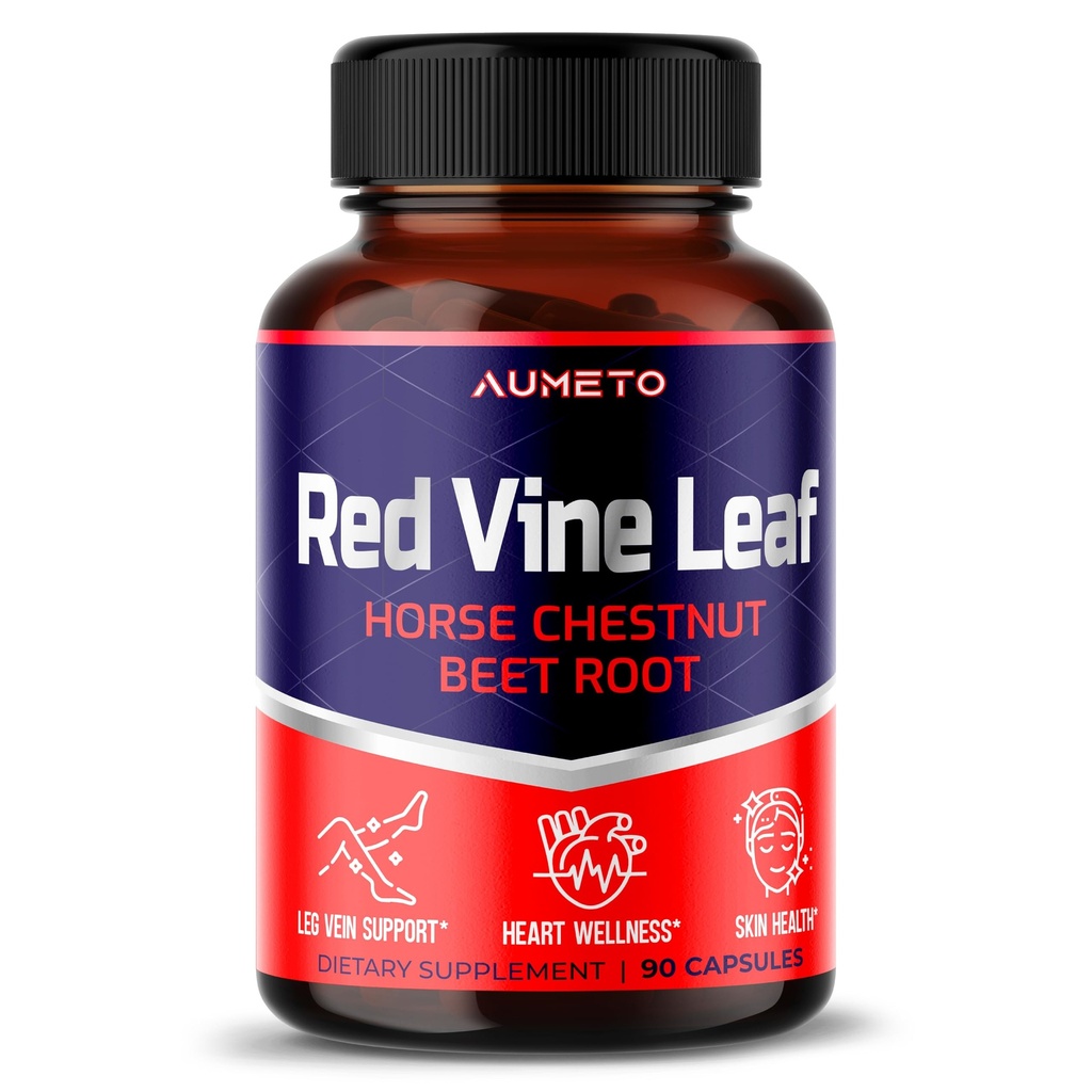 Red Vine Leaf dodatek s Koňský Kaštan, Beetroot, Ginger - Přírodní podpora pro sílu a cirkulační wellness - Vyrobeno v USA (90 Počet (balení po 1))