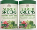 Country Farms Super Green Natural Flavor, 50 Organic Super Foods, USDA Organic Drink Mix, Ovoce, Zelenina, Super Green, Houby & Probiotika, Podporuje energii, 40 Služeb, 10.6 Oz, 2 Pack
