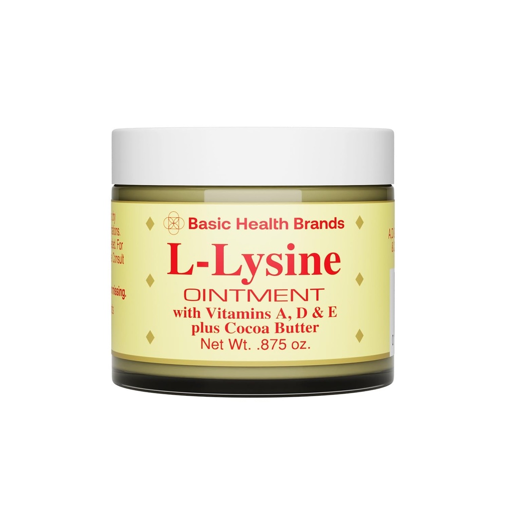 Basic Brands L- Lysin Lip Ointment with Camphor, Menthol, Vitamin A & E, 0.875 oz