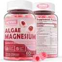 Cukr bez vápníku Magnesium Zinkové gumy, Řasy vápník Magnesium dodatek Plus D3 CR 124; 4 Formy hořčíku - Glycinát, Citrát, Malate, Řasy - Podpora zdraví kostí, Svalová funkce & Nerve, 60 Ct