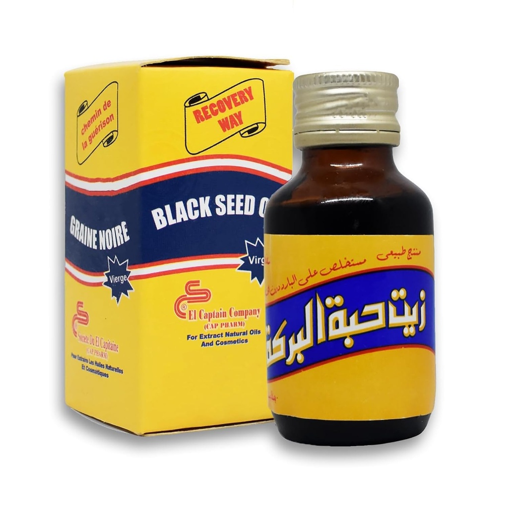 EGYPT EXPORT Pure Cold Pressed Black Seed Oil ElCaptain Al Captain Pure Natural Raw Nigella Sativa Halal (2.11 oz / 60 ml)