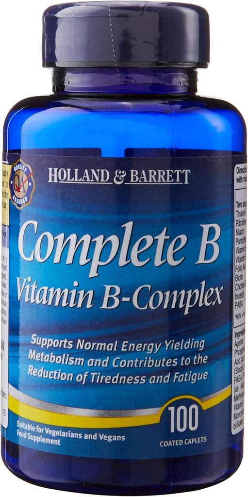 Kompletní B vitamín B- komplex 100 Snadné polykat obalené kapsle